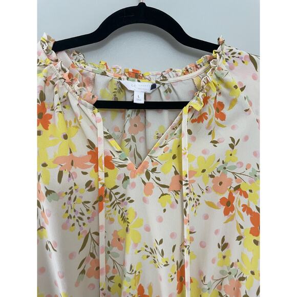Lauren Conrad Yellow Floral Girly Summer Ruffle-Sleeve Fit & Flare Dress‎ Large - Picture 8 of 9
